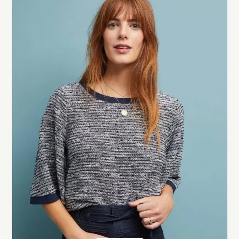 Anthropologie &. Layered Cassie Textured Top in Navy